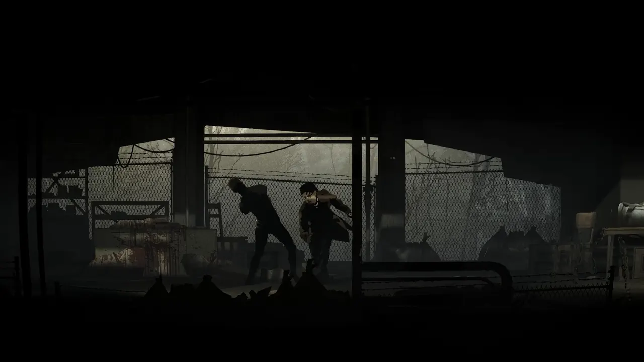 混凝土地下通道里的 Red Walker 和怪物